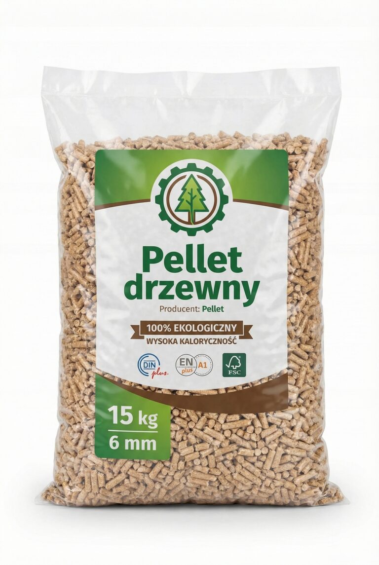 Ekologiczny pellet drzewny w opakowaniu 15 kg, 6 mm, idealny do ogrzewania. Wysoka kaloryczność i certyfikowana jakość. Pellet z dostawą dostępny dla klientów.